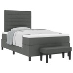 vidaXL Pat cu arcuri cu saltea Gri închis 120 x 200 cm țesătură vidaXL Pat cu arcuri cu saltea Gri închis 120 x 200 cm țesătură