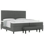 vidaXL Pat cu arcuri cu saltea Gri închis 200 x 200 cm țesătură vidaXL Pat cu arcuri cu saltea Gri închis 200 x 200 cm țesătură
