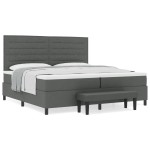vidaXL Pat cu arcuri cu saltea Gri închis 200 x 200 cm țesătură vidaXL Pat cu arcuri cu saltea Gri închis 200 x 200 cm țesătură