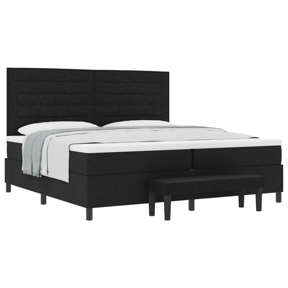 vidaXL Pat cu arcuri cu saltea Negru 200 x 200 cm țesătură