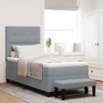 vidaXL Pat cu arcuri cu saltea Gri deschis 80 x 200 cm țesătură