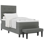 vidaXL Pat cu arcuri cu saltea Gri închis 80 x 200 cm țesătură vidaXL Pat cu arcuri cu saltea Gri închis 80 x 200 cm țesătură