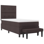 vidaXL Pat cu arcuri cu saltea Maro închis 90 x 190 cm țesătură vidaXL Pat cu arcuri cu saltea Maro închis 90 x 190 cm țesătură