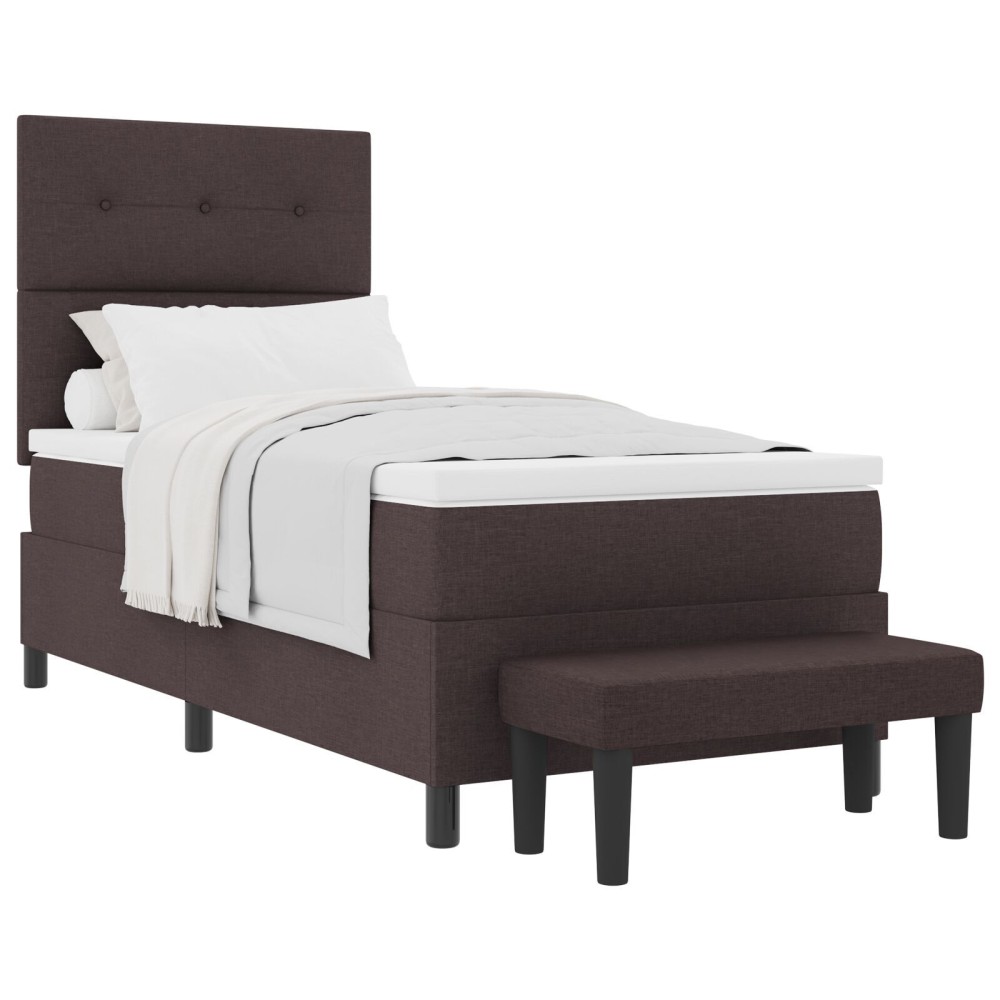 vidaXL Pat cu arcuri cu saltea Maro închis 90 x 200 cm țesătură