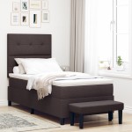 vidaXL Pat cu arcuri cu saltea Maro închis 90 x 200 cm țesătură vidaXL Pat cu arcuri cu saltea Maro închis 90 x 200 cm țesătură