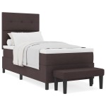vidaXL Pat cu arcuri cu saltea Maro închis 90 x 200 cm țesătură vidaXL Pat cu arcuri cu saltea Maro închis 90 x 200 cm țesătură
