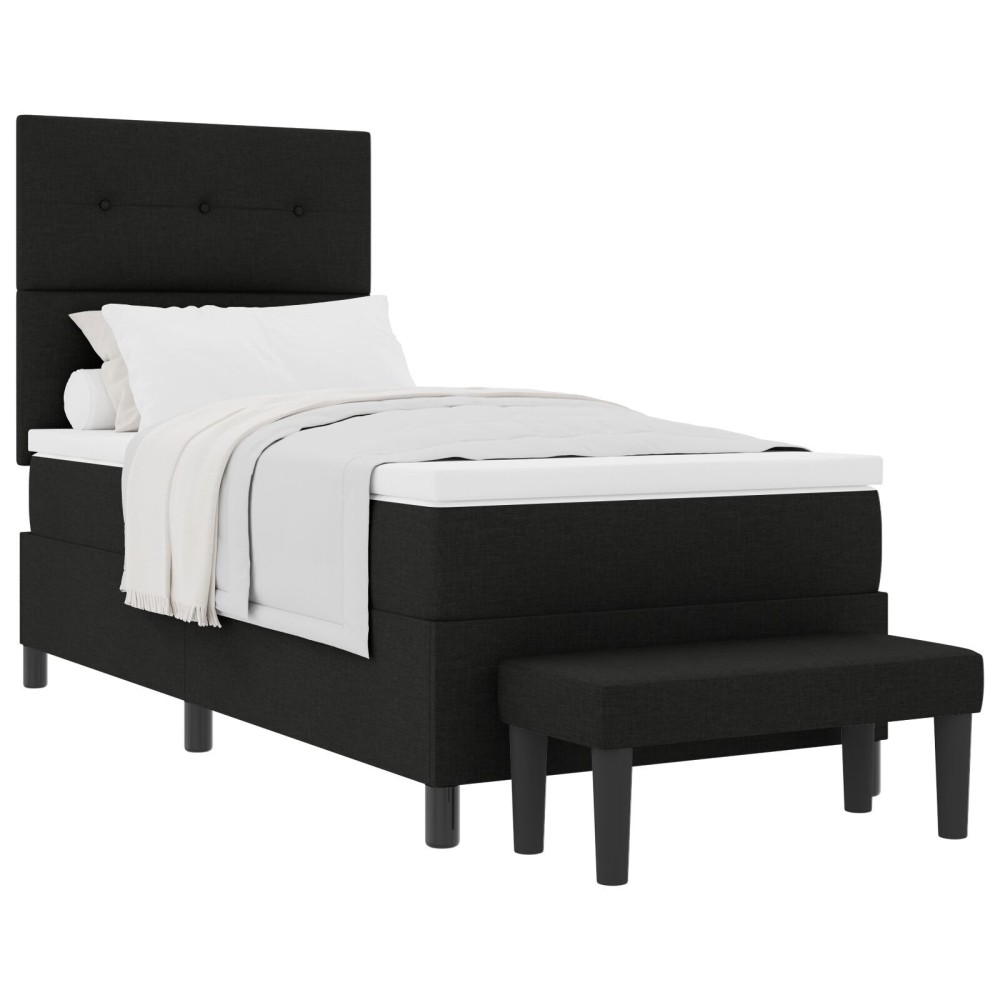 vidaXL Pat cu arcuri cu saltea Negru 100 x 200 cm țesătură