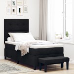vidaXL Pat cu arcuri cu saltea Negru 100 x 200 cm țesătură vidaXL Pat cu arcuri cu saltea Negru 100 x 200 cm țesătură