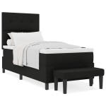 vidaXL Pat cu arcuri cu saltea Negru 100 x 200 cm țesătură vidaXL Pat cu arcuri cu saltea Negru 100 x 200 cm țesătură