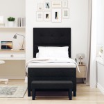 vidaXL Pat cu arcuri cu saltea Negru 100 x 200 cm țesătură vidaXL Pat cu arcuri cu saltea Negru 100 x 200 cm țesătură