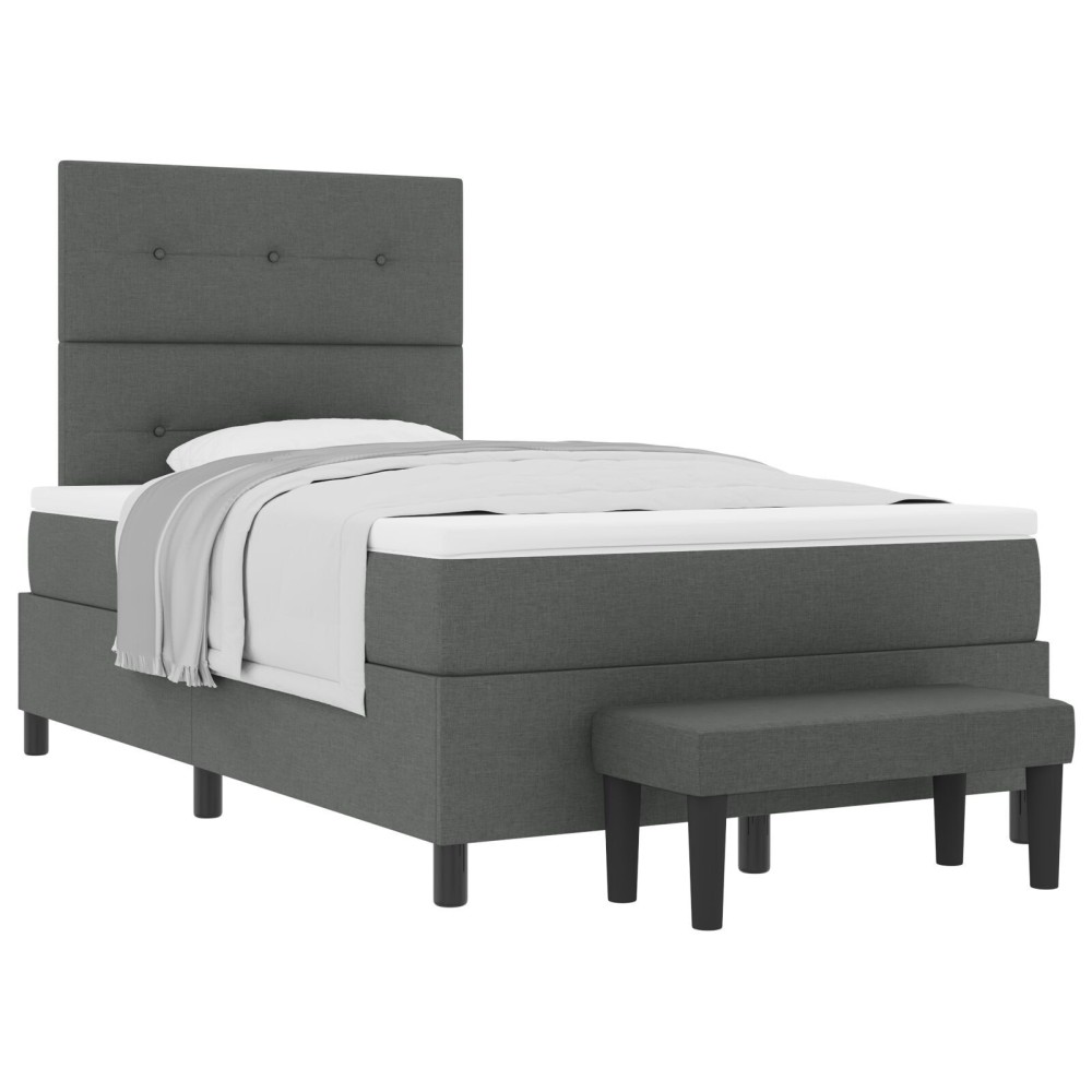 vidaXL Pat cu arcuri cu saltea Gri închis 120 x 190 cm țesătură