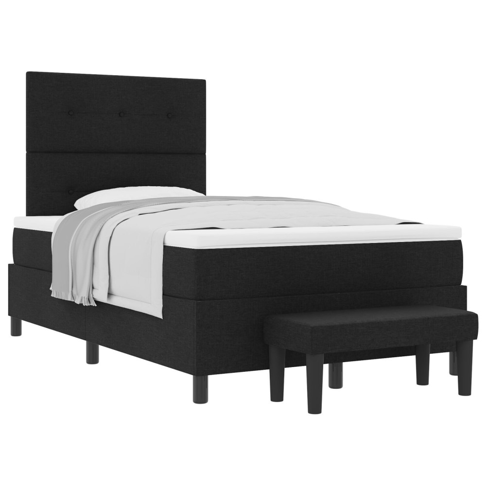 vidaXL Pat cu arcuri cu saltea Negru 120 x 190 cm țesătură