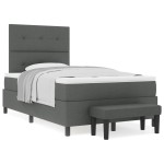 vidaXL Pat cu arcuri cu saltea Gri închis 120 x 200 cm țesătură vidaXL Pat cu arcuri cu saltea Gri închis 120 x 200 cm țesătură