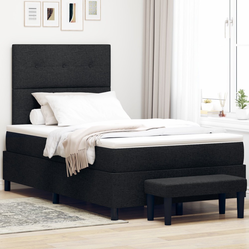 vidaXL Pat cu arcuri cu saltea Negru 120 x 200 cm țesătură