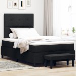 vidaXL Pat cu arcuri cu saltea Negru 120 x 200 cm țesătură vidaXL Pat cu arcuri cu saltea Negru 120 x 200 cm țesătură
