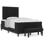 vidaXL Pat cu arcuri cu saltea Negru 120 x 200 cm țesătură vidaXL Pat cu arcuri cu saltea Negru 120 x 200 cm țesătură