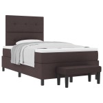 vidaXL Pat cu arcuri cu saltea Maro închis 120 x 200 cm țesătură vidaXL Pat cu arcuri cu saltea Maro închis 120 x 200 cm țesătură
