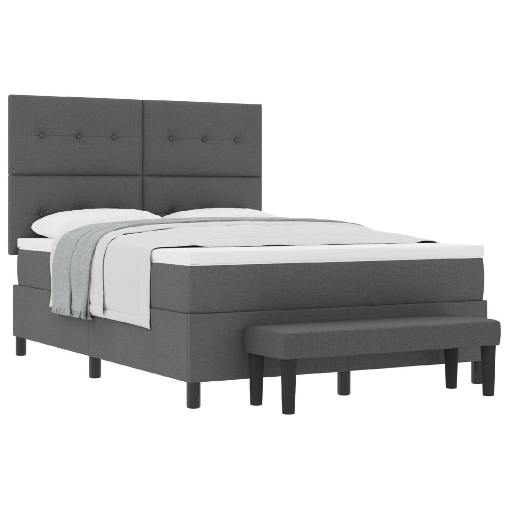 vidaXL Pat cu arcuri cu saltea Gri închis 160 x 200 cm țesătură