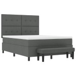 vidaXL Pat cu arcuri cu saltea Gri închis 160 x 200 cm țesătură vidaXL Pat cu arcuri cu saltea Gri închis 160 x 200 cm țesătură