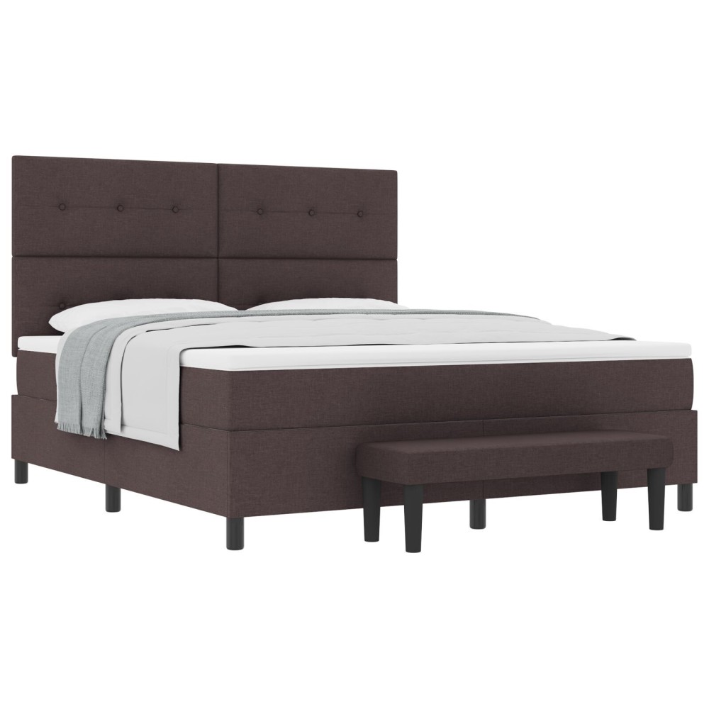vidaXL Pat pe arc cu saltea și bancă maro închis 180x200 cm Țesătură