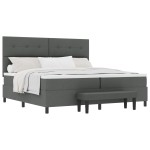 vidaXL Pat cu arcuri cu saltea Gri închis 200 x 200 cm țesătură vidaXL Pat cu arcuri cu saltea Gri închis 200 x 200 cm țesătură