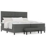 vidaXL Pat cu arcuri cu saltea Gri închis 200 x 200 cm țesătură vidaXL Pat cu arcuri cu saltea Gri închis 200 x 200 cm țesătură