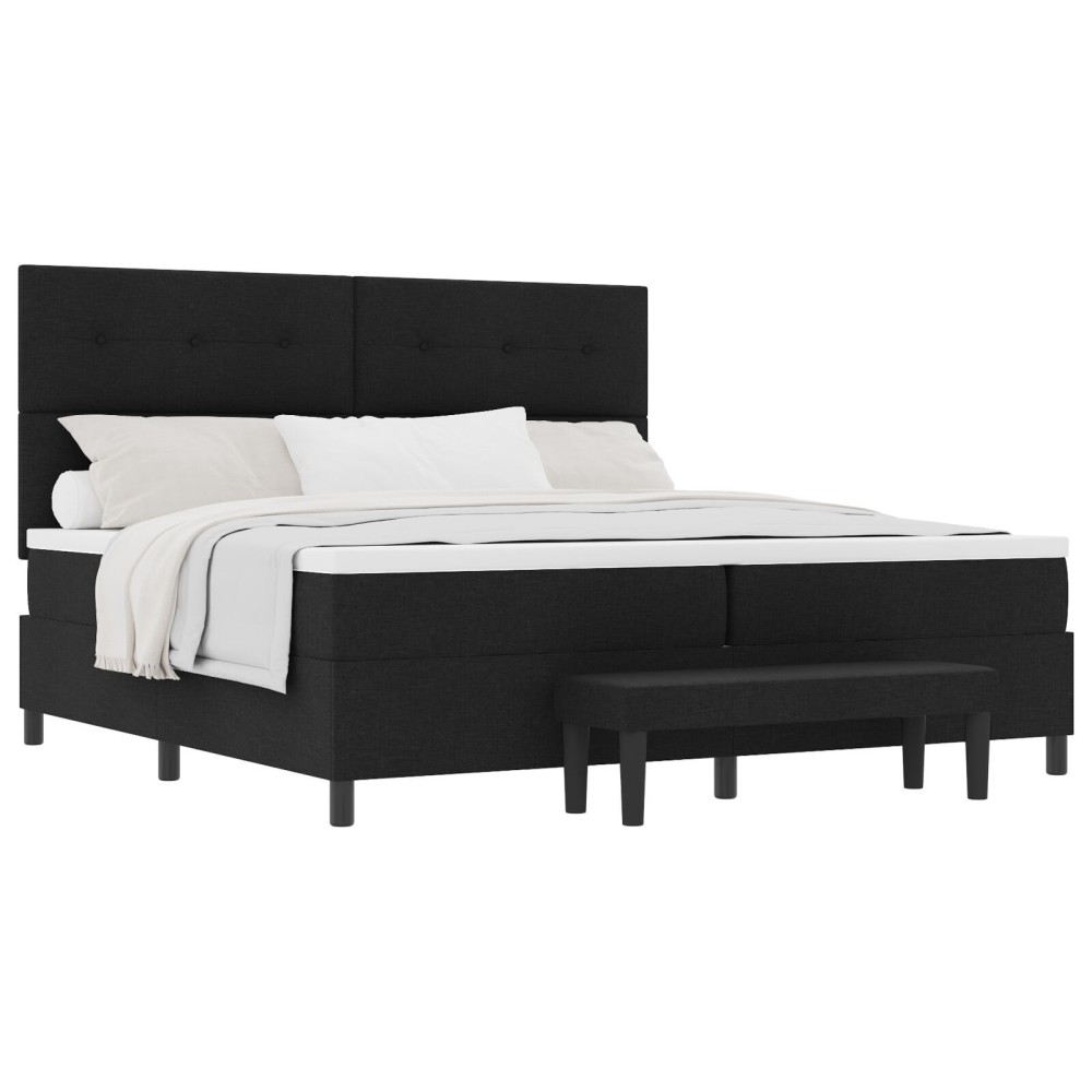 vidaXL Pat cu arcuri cu saltea Negru 200 x 200 cm țesătură