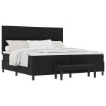 vidaXL Pat cu arcuri cu saltea Negru 200 x 200 cm țesătură vidaXL Pat cu arcuri cu saltea Negru 200 x 200 cm țesătură