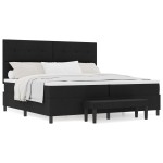 vidaXL Pat cu arcuri cu saltea Negru 200 x 200 cm țesătură vidaXL Pat cu arcuri cu saltea Negru 200 x 200 cm țesătură