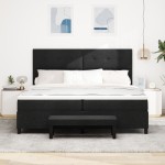 vidaXL Pat cu arcuri cu saltea Negru 200 x 200 cm țesătură vidaXL Pat cu arcuri cu saltea Negru 200 x 200 cm țesătură