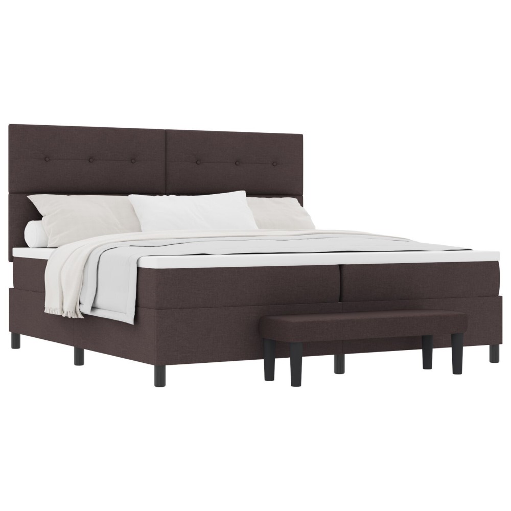 vidaXL Pat cu arcuri cu saltea Maro închis 200 x 200 cm țesătură