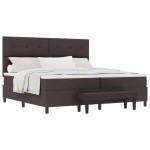 vidaXL Pat cu arcuri cu saltea Maro închis 200 x 200 cm țesătură vidaXL Pat cu arcuri cu saltea Maro închis 200 x 200 cm țesătură