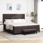vidaXL Pat cu arcuri cu saltea Maro închis 200 x 200 cm țesătură vidaXL Pat cu arcuri cu saltea Maro închis 200 x 200 cm țesătură