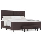 vidaXL Pat cu arcuri cu saltea Maro închis 200 x 200 cm țesătură vidaXL Pat cu arcuri cu saltea Maro închis 200 x 200 cm țesătură