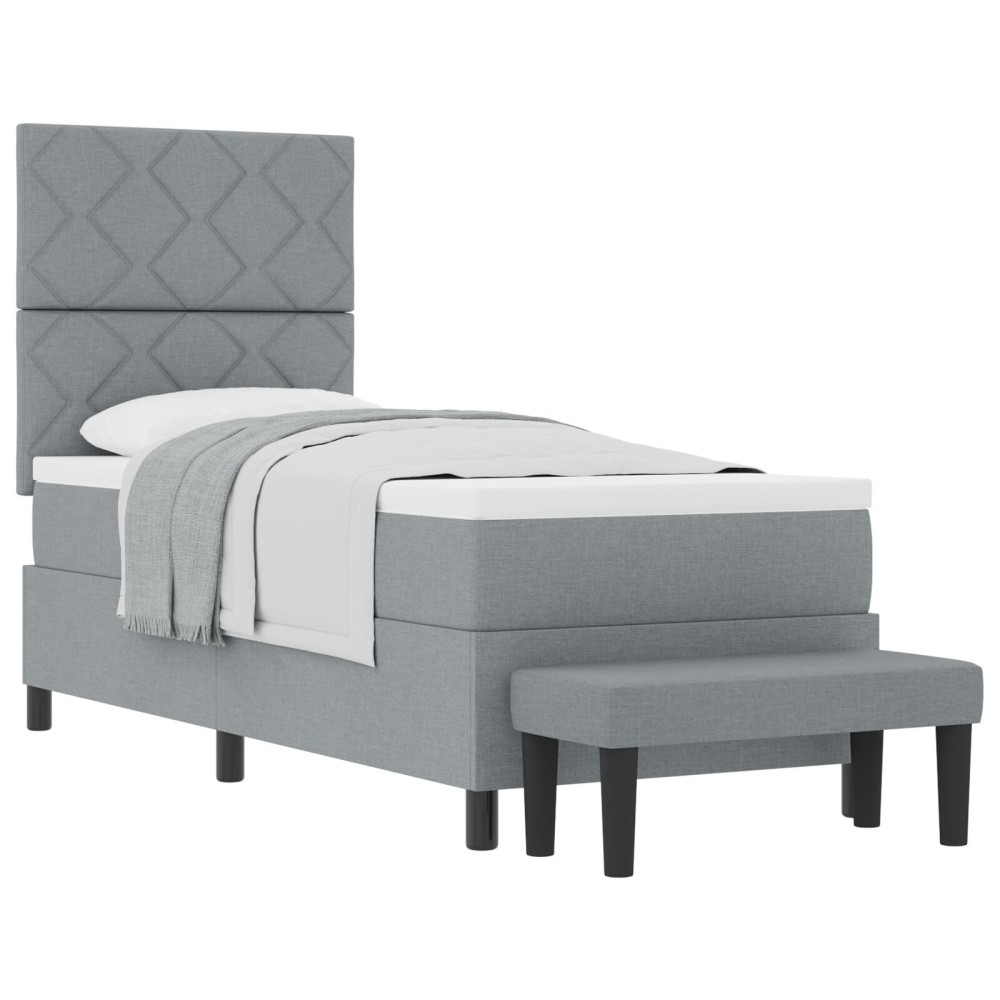 vidaXL Pat cu arcuri cu saltea Gri deschis 80 x 200 cm țesătură