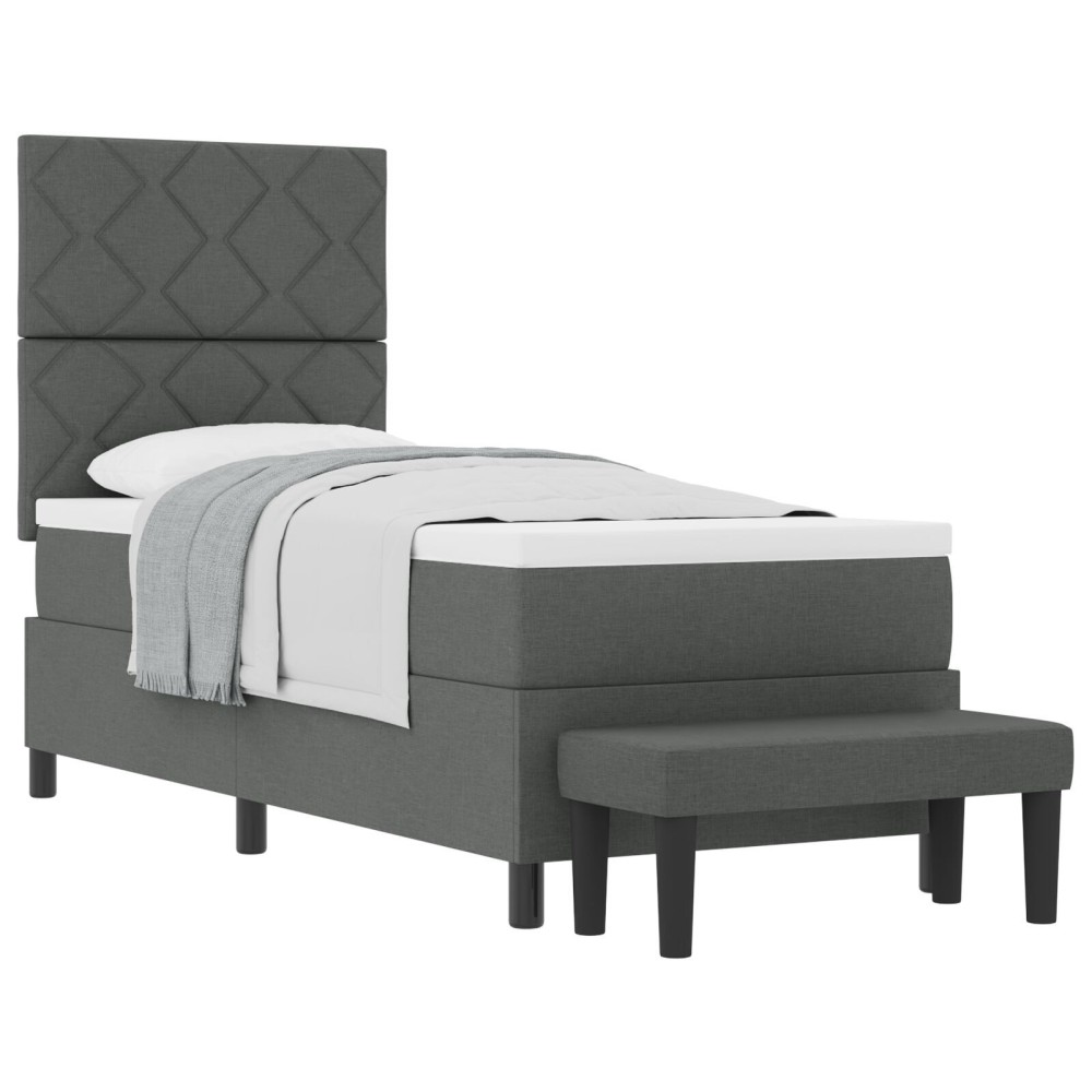 vidaXL Pat cu arcuri cu saltea Gri închis 80 x 200 cm țesătură