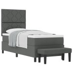 vidaXL Pat cu arcuri cu saltea Gri închis 80 x 200 cm țesătură vidaXL Pat cu arcuri cu saltea Gri închis 80 x 200 cm țesătură