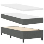vidaXL Pat cu arcuri cu saltea Gri închis 80 x 200 cm țesătură vidaXL Pat cu arcuri cu saltea Gri închis 80 x 200 cm țesătură