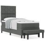 vidaXL Pat cu arcuri cu saltea Gri închis 80 x 200 cm țesătură vidaXL Pat cu arcuri cu saltea Gri închis 80 x 200 cm țesătură