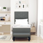 vidaXL Pat cu arcuri cu saltea Gri închis 80 x 200 cm țesătură vidaXL Pat cu arcuri cu saltea Gri închis 80 x 200 cm țesătură