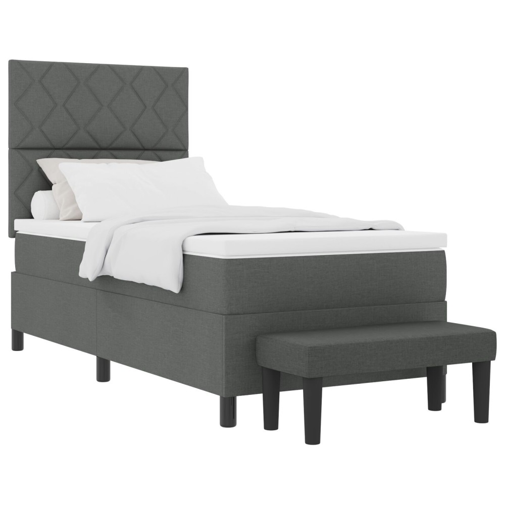 vidaXL Pat cu arcuri cu saltea Gri închis 90 x 190 cm țesătură