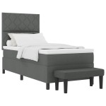 vidaXL Pat cu arcuri cu saltea Gri închis 90 x 190 cm țesătură vidaXL Pat cu arcuri cu saltea Gri închis 90 x 190 cm țesătură