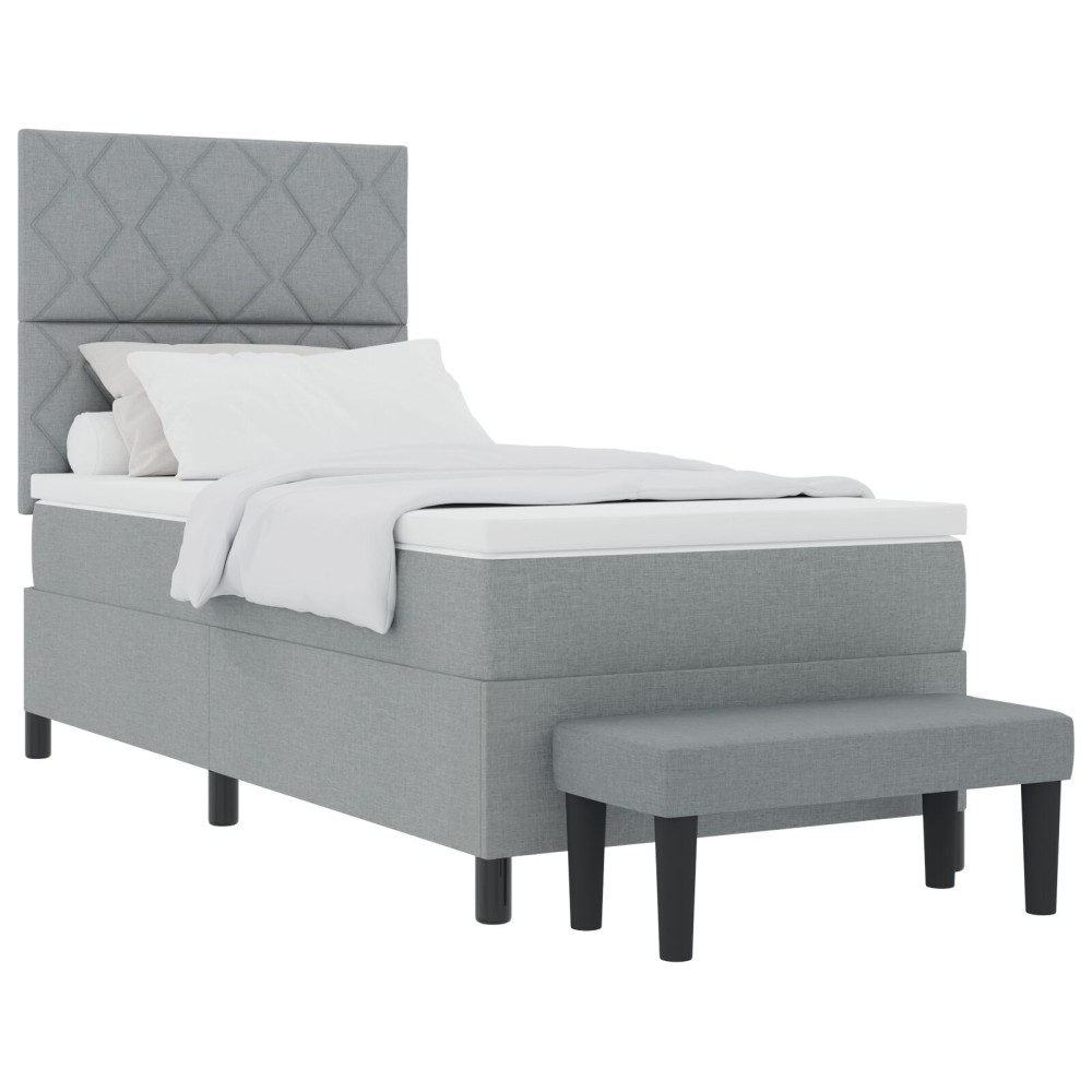 vidaXL Pat cu arcuri cu saltea Gri deschis 90 x 200 cm țesătură