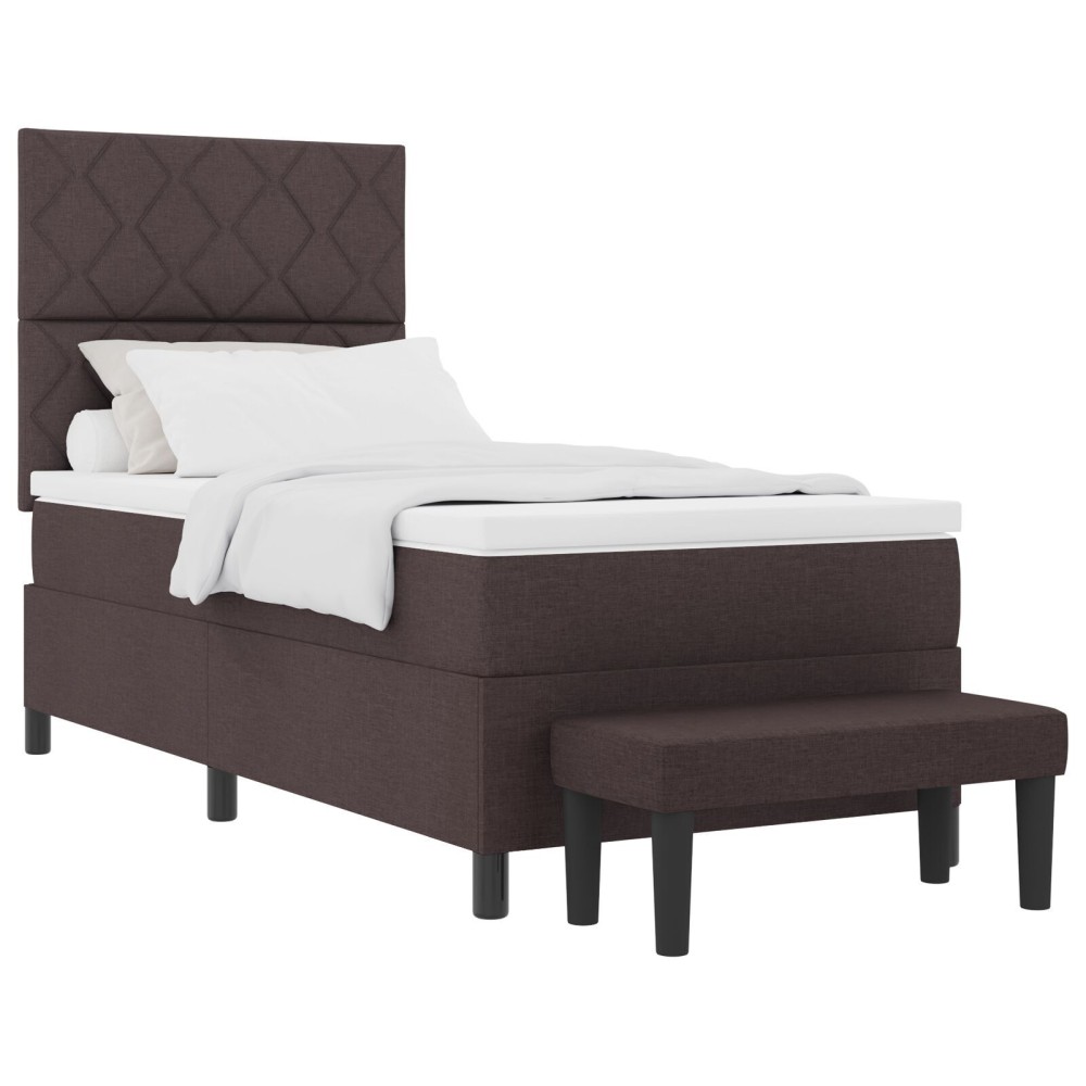 vidaXL Pat cu arcuri cu saltea Maro închis 90 x 200 cm țesătură