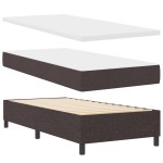 vidaXL Pat cu arcuri cu saltea Maro închis 90 x 200 cm țesătură vidaXL Pat cu arcuri cu saltea Maro închis 90 x 200 cm țesătură