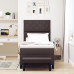 vidaXL Pat cu arcuri cu saltea Maro închis 90 x 200 cm țesătură vidaXL Pat cu arcuri cu saltea Maro închis 90 x 200 cm țesătură