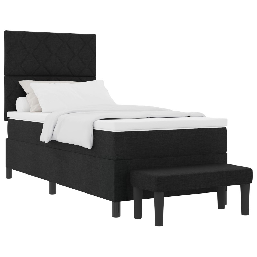 vidaXL Pat cu arcuri cu saltea Negru 100 x 200 cm țesătură