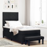 vidaXL Pat cu arcuri cu saltea Negru 100 x 200 cm țesătură vidaXL Pat cu arcuri cu saltea Negru 100 x 200 cm țesătură