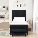 vidaXL Pat cu arcuri cu saltea Negru 100 x 200 cm țesătură vidaXL Pat cu arcuri cu saltea Negru 100 x 200 cm țesătură
