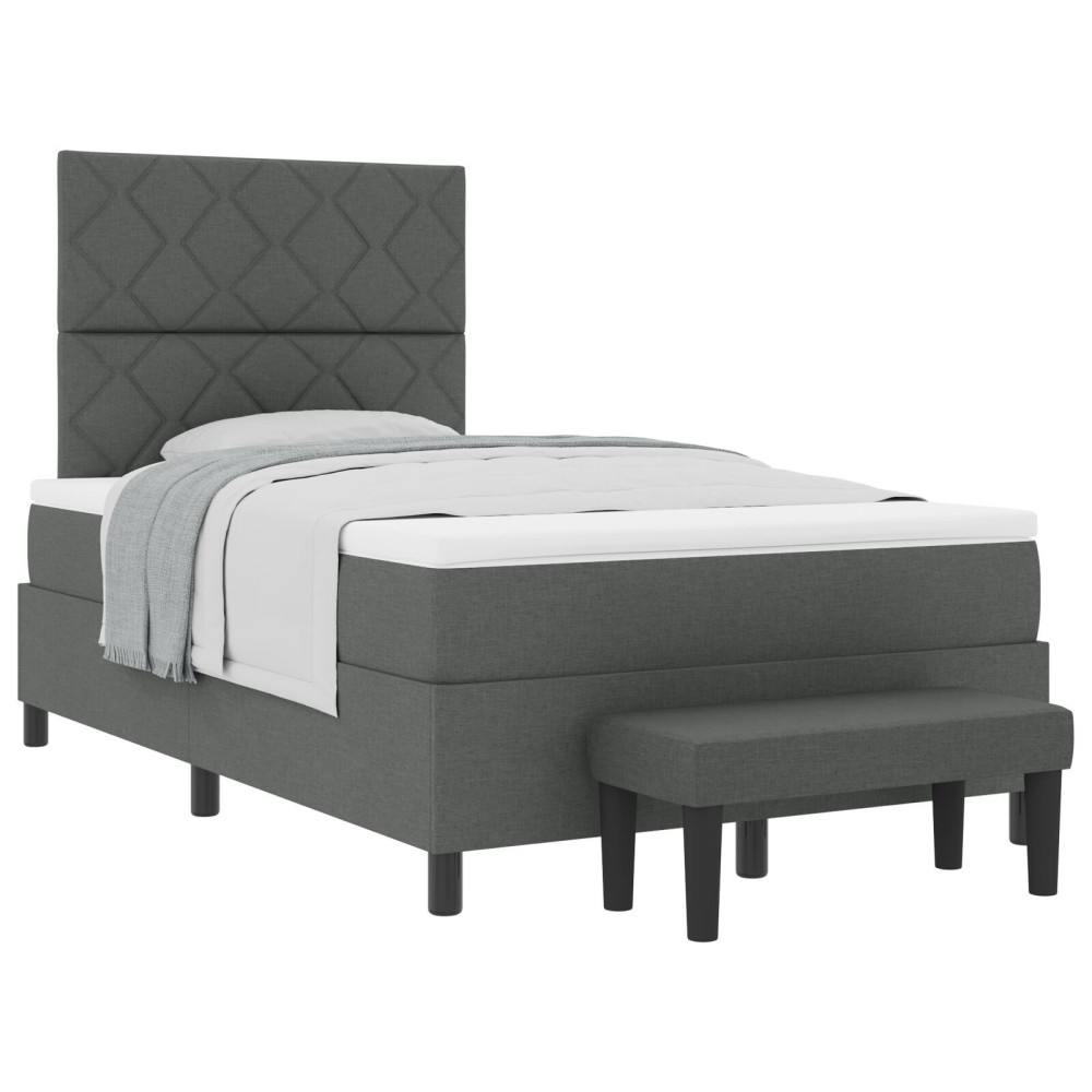 vidaXL Pat cu arcuri cu saltea Gri închis 120 x 190 cm țesătură